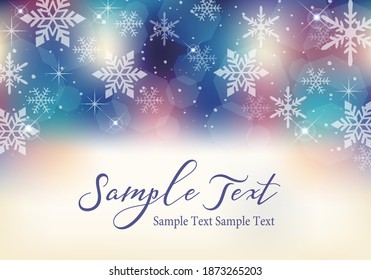Winter glitter snowflake background frame