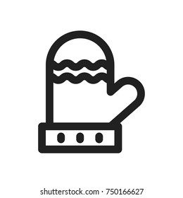 winter glove icon design with white background. outline design style. vector illustration