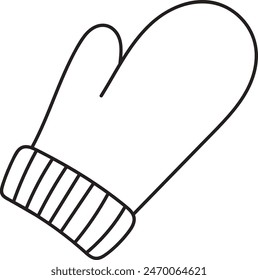 Winter Glove Outline Vector Illustration