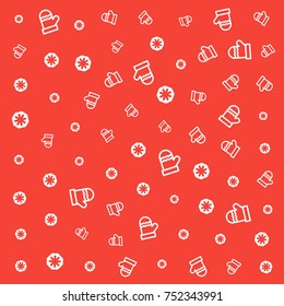 winter glove and snowflake seamless pattern on red background. vector background design.