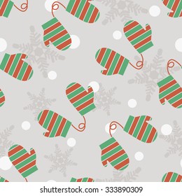 Winter gloves background. Seamless pattern.Vector.
