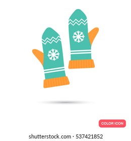 Winter gloves color icon. Flat design for web and mobile