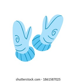 Winter gloves daily sticker flat style icon design of Cloth season cold textile fashion warm accessory new year merry christmas and celebration theme Vector illustration