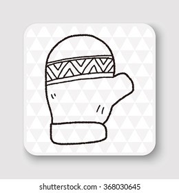 Winter gloves doodle drawing