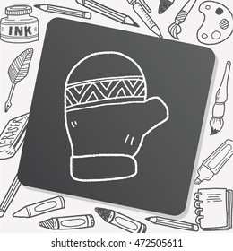 Winter gloves doodle drawing