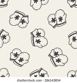 winter gloves doodle seamless pattern background