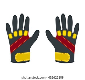 Winter gloves for extreme sports - snowboard, skiing, mountain hiking. Flat style clothes.