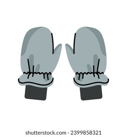 Winter gloves flat element. Winter clothes. Vector isolated sign. Digital illustration for web page, mobile app, promo.