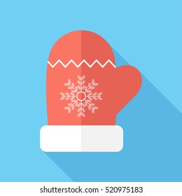 winter gloves icon . Flat design style modern vector illustration. Isolated on stylish color background. Flat long shadow icon. Elements in flat design.