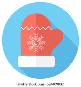 Winter gloves icon . Flat design style modern vector illustration. Isolated on stylish color background. Flat long shadow icon. Elements in flat design.