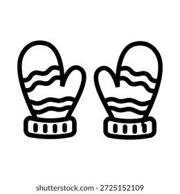 Icono de guantes de invierno que ilustra la ropa de mano de protección contra el frío, el accesorio de tela acogedor y la ropa de temporada para actividades al aire libre de Clima frío.