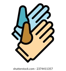 Winter gloves icon outline vector. Boxer glove. Sport box color flat
