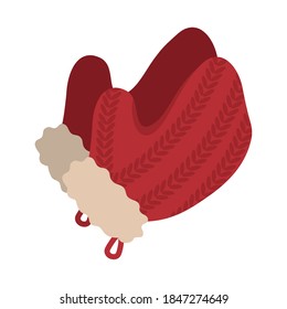 winter gloves icon over white background, handrawn style, vector illustration
