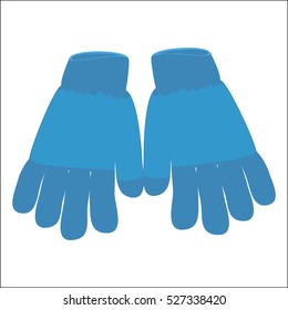 Winter Gloves Icon Symbol Design. Vector  Blue wool gloves illustration isolated on white background. 