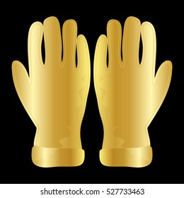 Winter Gloves Icon Symbol Design. Vector  Golden wool gloves illustration isolated on black background. 