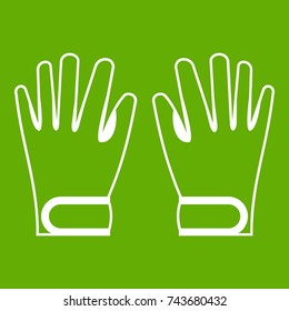 Winter gloves icon white isolated on green background. Vector illustration