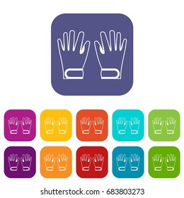 Winter gloves icons set
