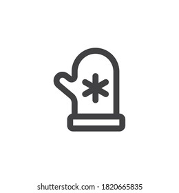 Winter gloves line icon. linear style sign for mobile concept and web design. Glove with snowflake outline vector icon. Symbol, logo illustration. Vector graphics