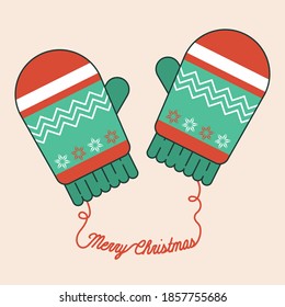 Winter gloves Merry Christmas card