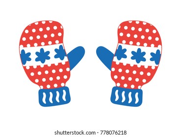 Winter gloves or mittens flat isolated