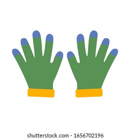 Winter gloves on white background. Vector illustration in trendy flat style. EPS 10.