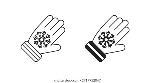 Icono de conjunto de guantes de invierno con fondo blanco Vector Ilustración de stock