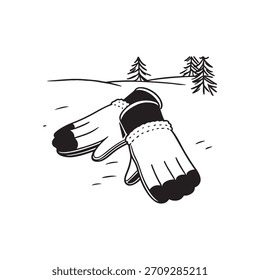 Winter Gloves in a Snowy Landscape