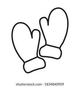 Winter gloves sticker and line style icon design of Cloth season cold textile fashion warm accessory new year merry christmas and celebration theme Vector illustration