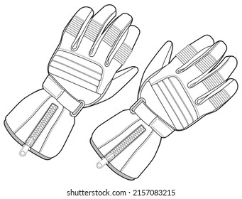 winter gloves vector drawing unisex hand gloves flat sketch