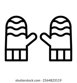 Winter Gloves Vector Line Icon Design