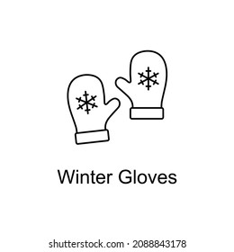 Icono de contorno vectorial GLOVES INVIERNO para diseño web aislado en fondo blanco