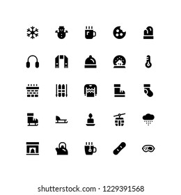 Winter Glyph Solid Vector Icon Set