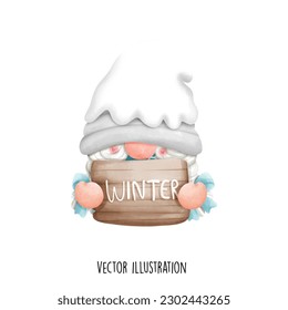 winter gnome, christmas gnome vector illustration