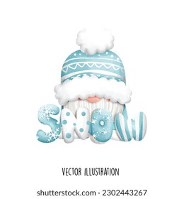 winter gnome, christmas gnome vector illustration