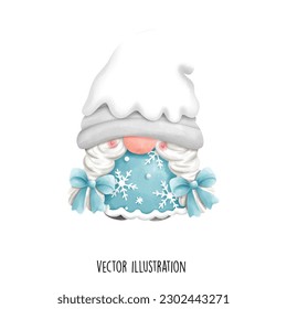 winter gnome, christmas gnome vector illustration