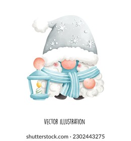 winter gnome, christmas gnome vector illustration