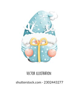 winter gnome, christmas gnome vector illustration