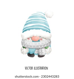 winter gnome, christmas gnome vector illustration