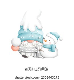 winter gnome, christmas gnome vector illustration