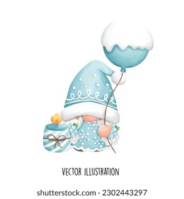 winter gnome, christmas gnome vector illustration