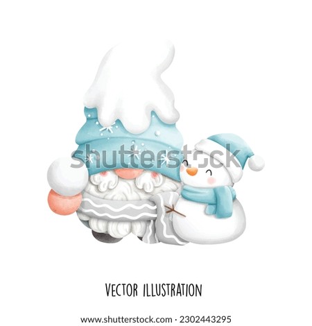 winter gnome, christmas gnome vector illustration