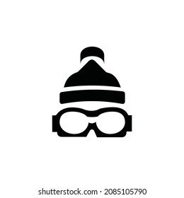 Winter Goggles And Hat For Hiking Vector Icons