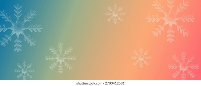Fundo de gradiente de inverno com flocos de neve de meio-tom. Design de banner estilo retro para Natal e Ano Novo