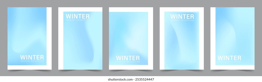 Winter Gradient Background. Minimalist vector illustration. Soft blur card. Pastel abstract poster for social media or website design. Set of Modern wallpaper Templates.