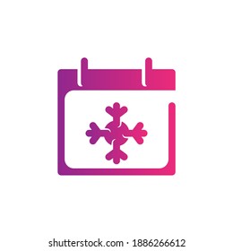 Icono de gradiente de invierno. ilustración vectorial de calendario y fecha en fondo blanco
