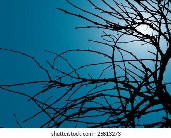 Winter grape plant in the night vector background.