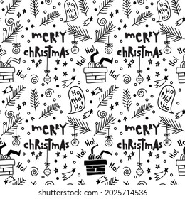 Winter graphic seamless pattern with christmas trees. Hand drawn vector illustration. Wrapping paper Christmas.