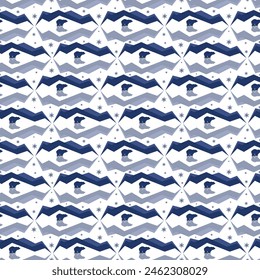 Winter graphic seamless pattern with polar bear and snowflakes. Christmas scandinavian pattern.