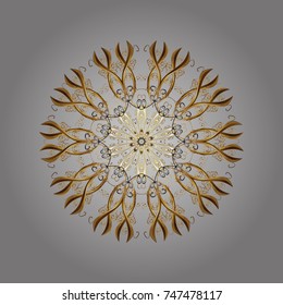 Winter gray, brown and beige christmas snow flat crystal element. Snowflake vector icon background. Xmas frost snow flake isolated silhouette symbol. Weather illustration ice collection. Vector design