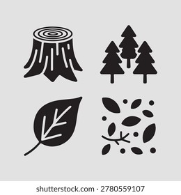 Winter greenery nature icons including pinecones cedar branches woodland leaves and natural decor ideal for festive marketing packaging and countryside branding projects